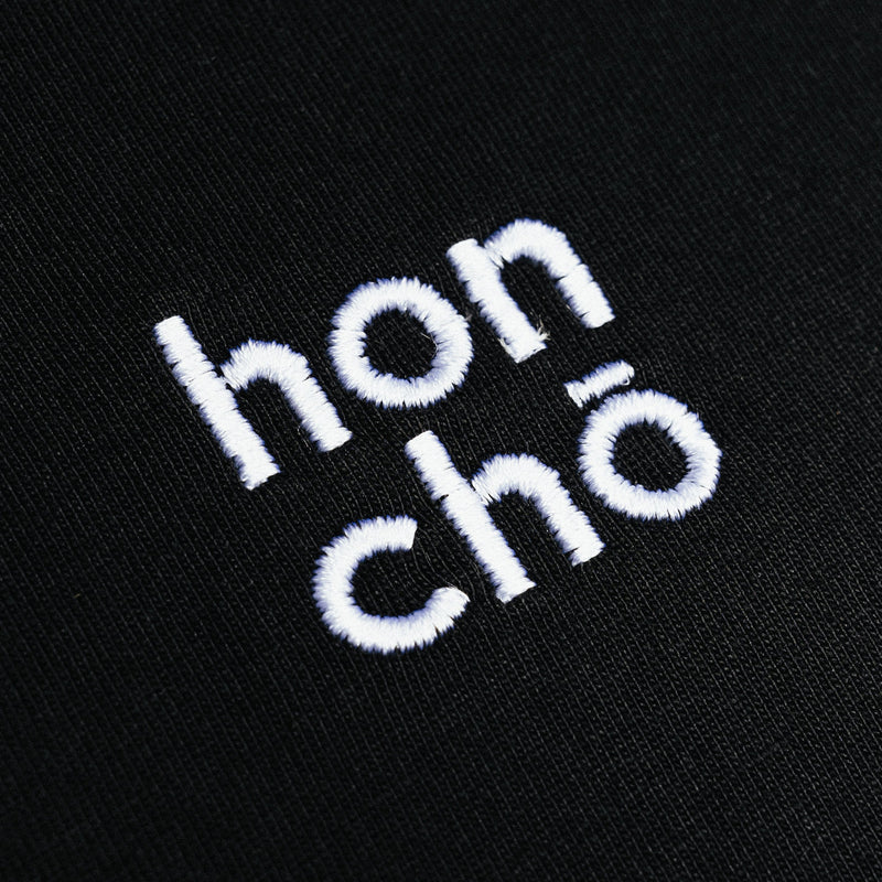 Heavy Weight Icon T-shirt - White On Black Embroidered