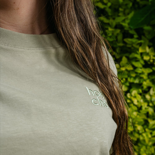 Heavy Weight Women's Boxy T-shirt - Sage Embroidered